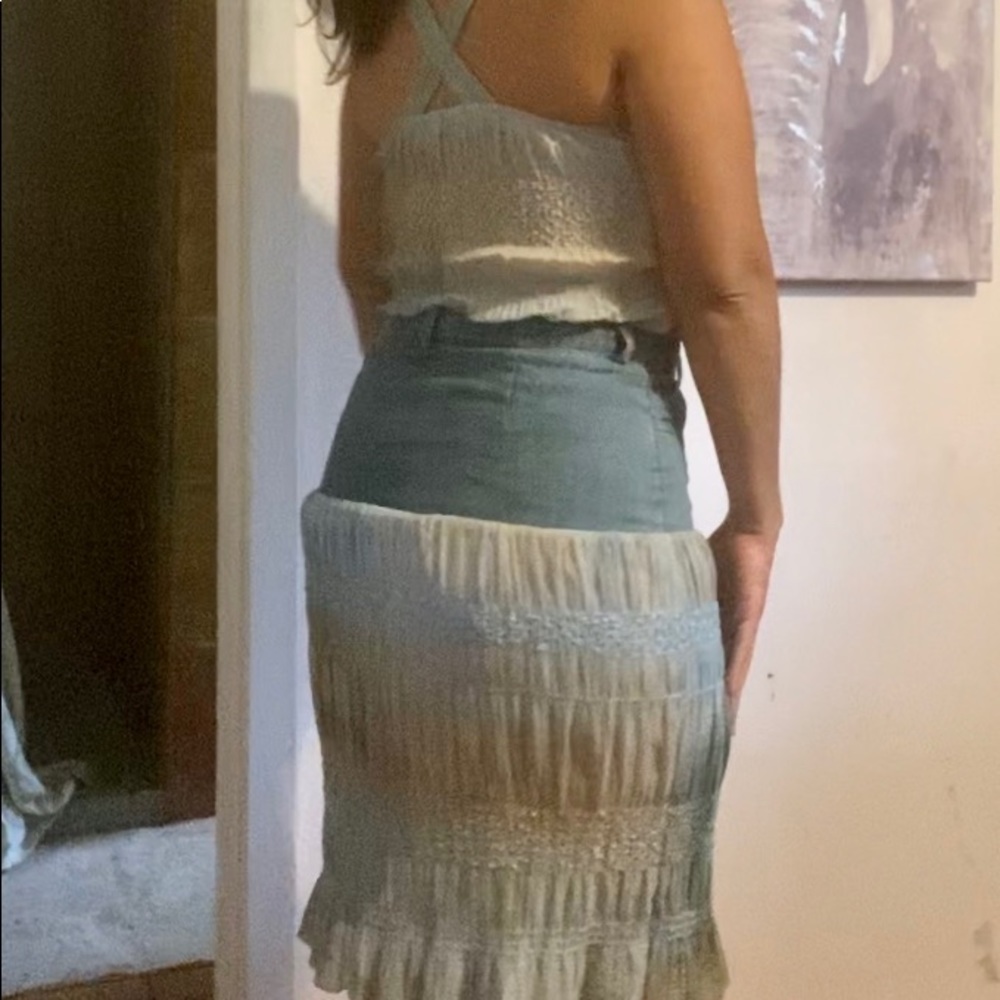 Denim sequence skirt set